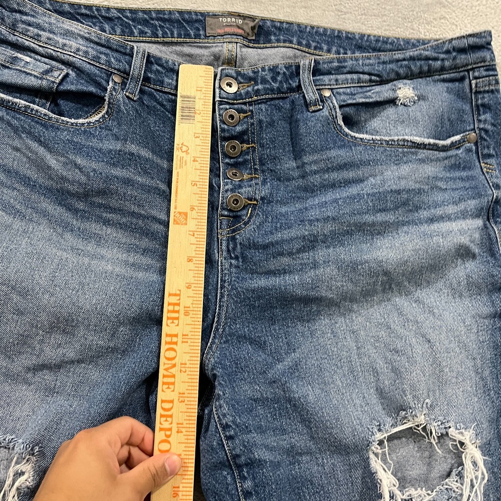 Torrid Jeans Womens High Rise Straight  20R Blue Button Fly Distressed Y2K Retro - Picture 6 of 9